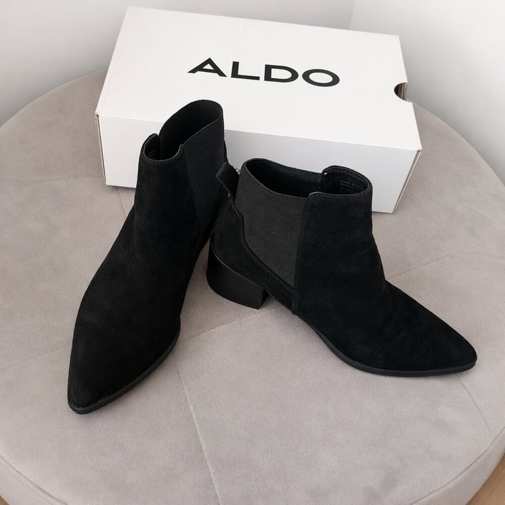 ALDO Black Suede Ankle Boots | Chelsea Style | Size 6.5 Fits 7
